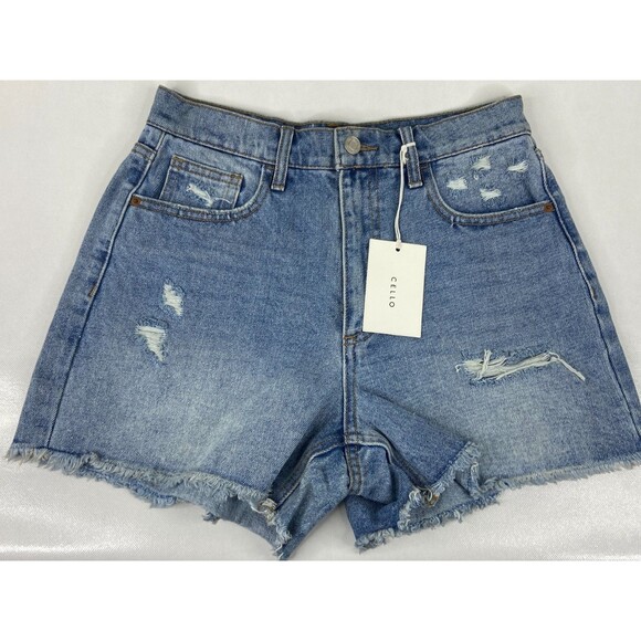 Cello Pants - Cello Women Small Denim Shorts Blue High Rise Cutoff Frayed NWT
